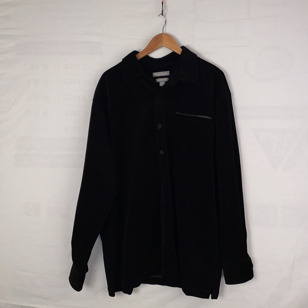 Paulo Solari Button Down Shirt Men's XXL Black Cotton Modern Fit‎